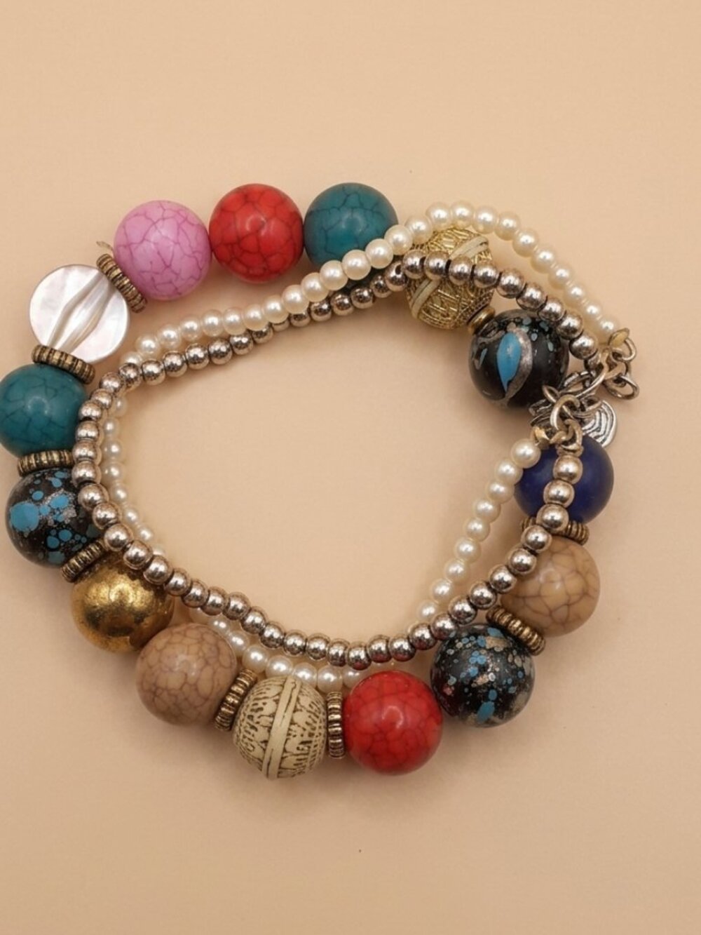 Multi-Strand Beaded Bracelet Stack (2 intertwined)